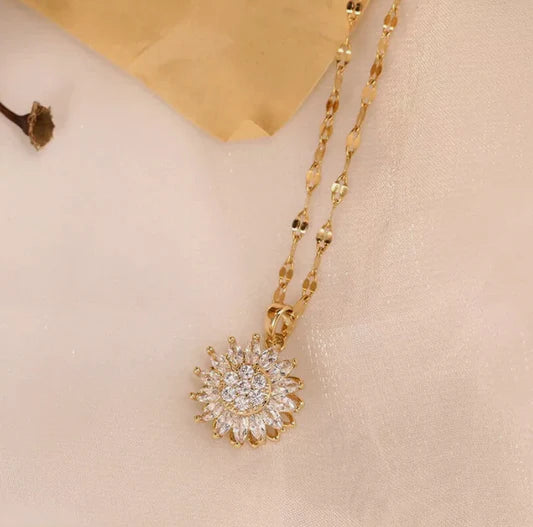 Elevate your style with our Shining Sunflower Pendant Necklace.